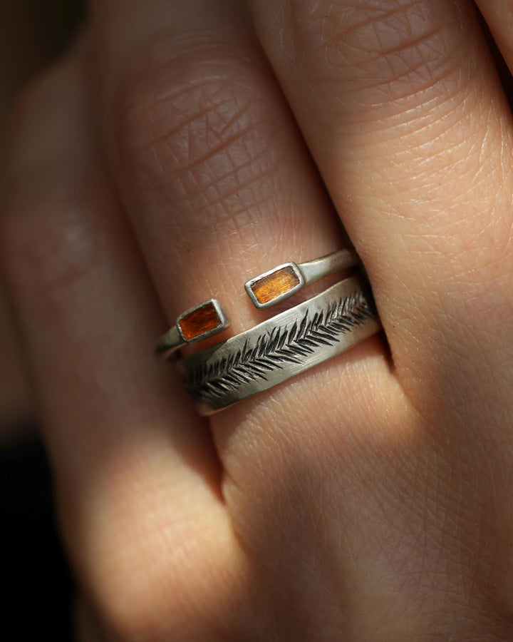 Adjustable Raw Orange Kyanite Ring