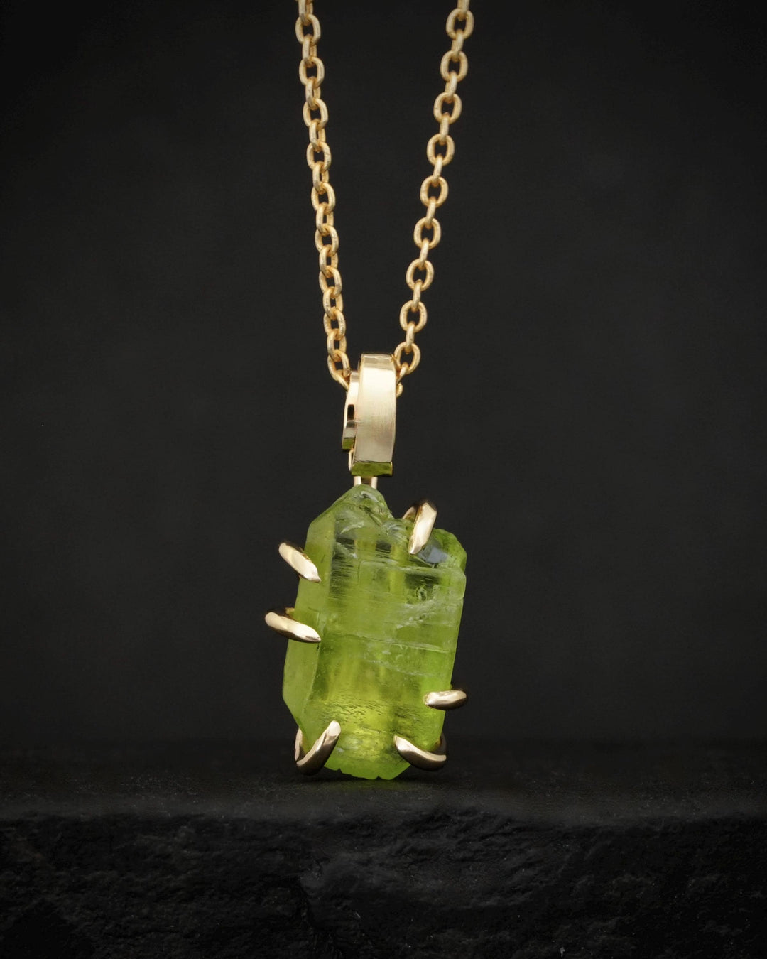 Raw Peridot Crystal Necklace