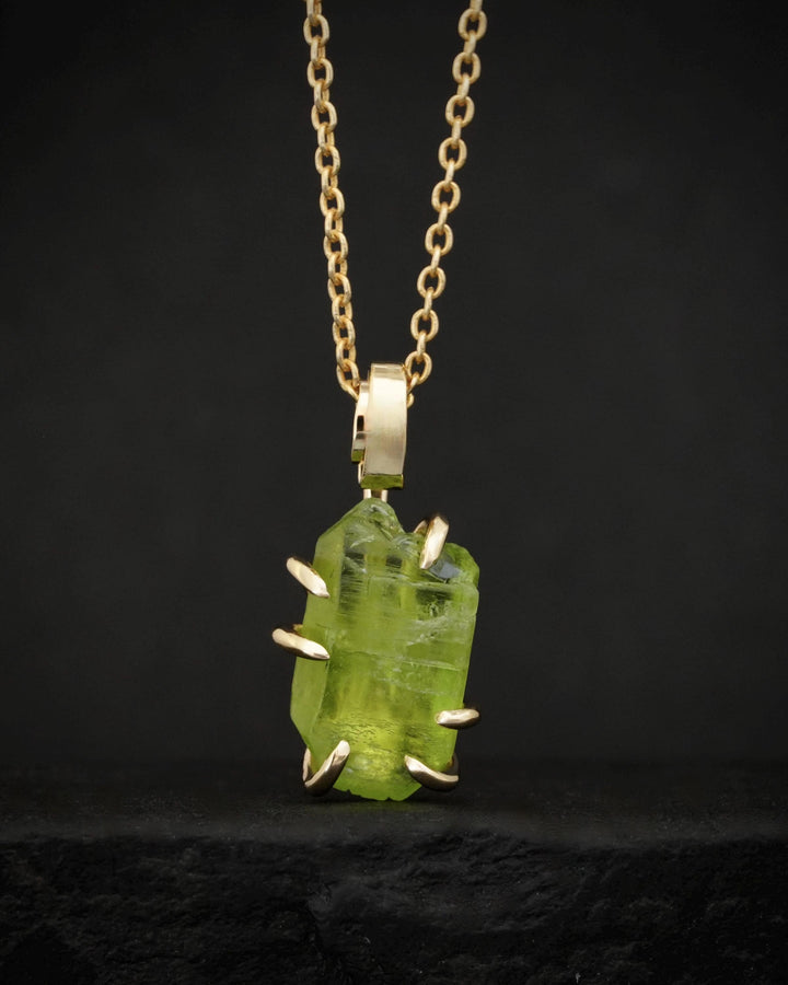Raw Peridot Crystal Necklace