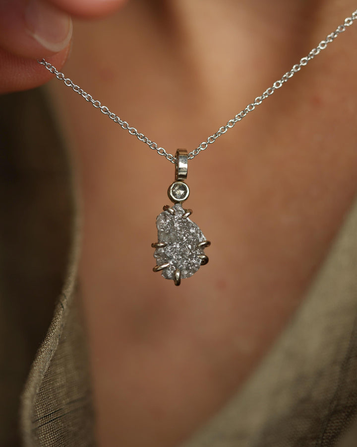 Raw Grey Diamond Necklace