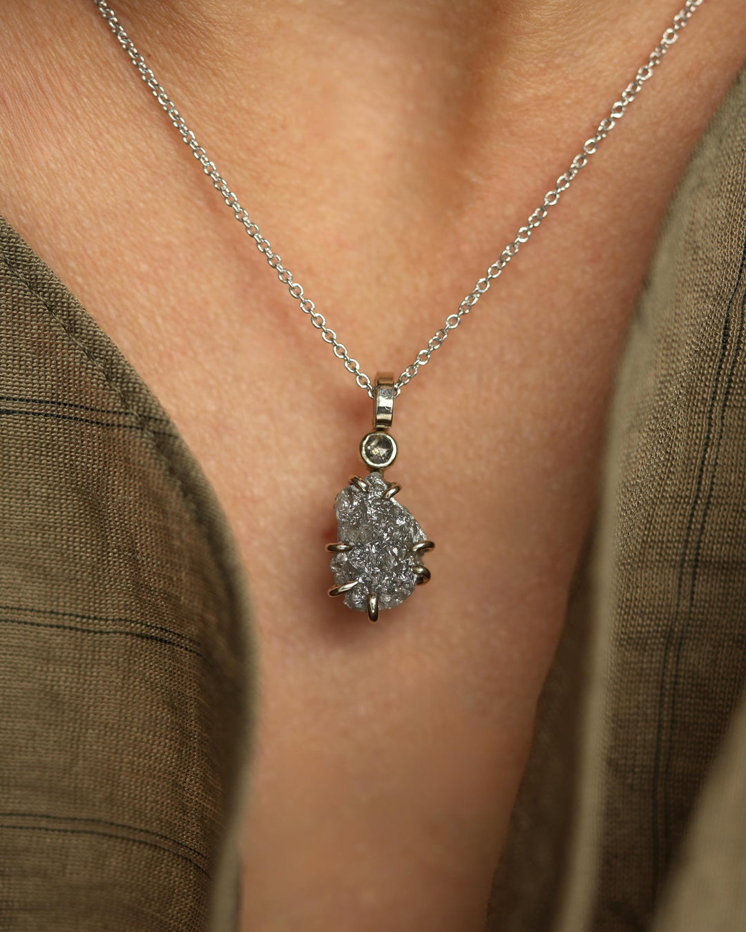 Raw Grey Diamond Necklace