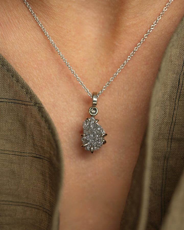 Raw Grey Diamond Necklace