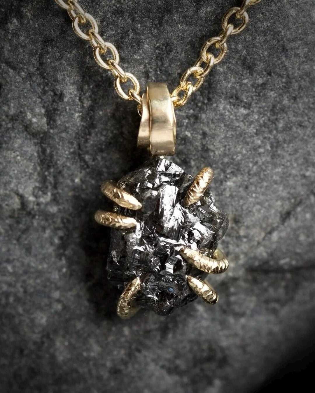 Rustic Raw Black Diamond Necklace