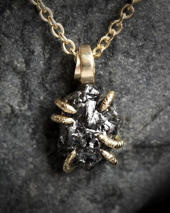 Rustic Raw Black Diamond Necklace