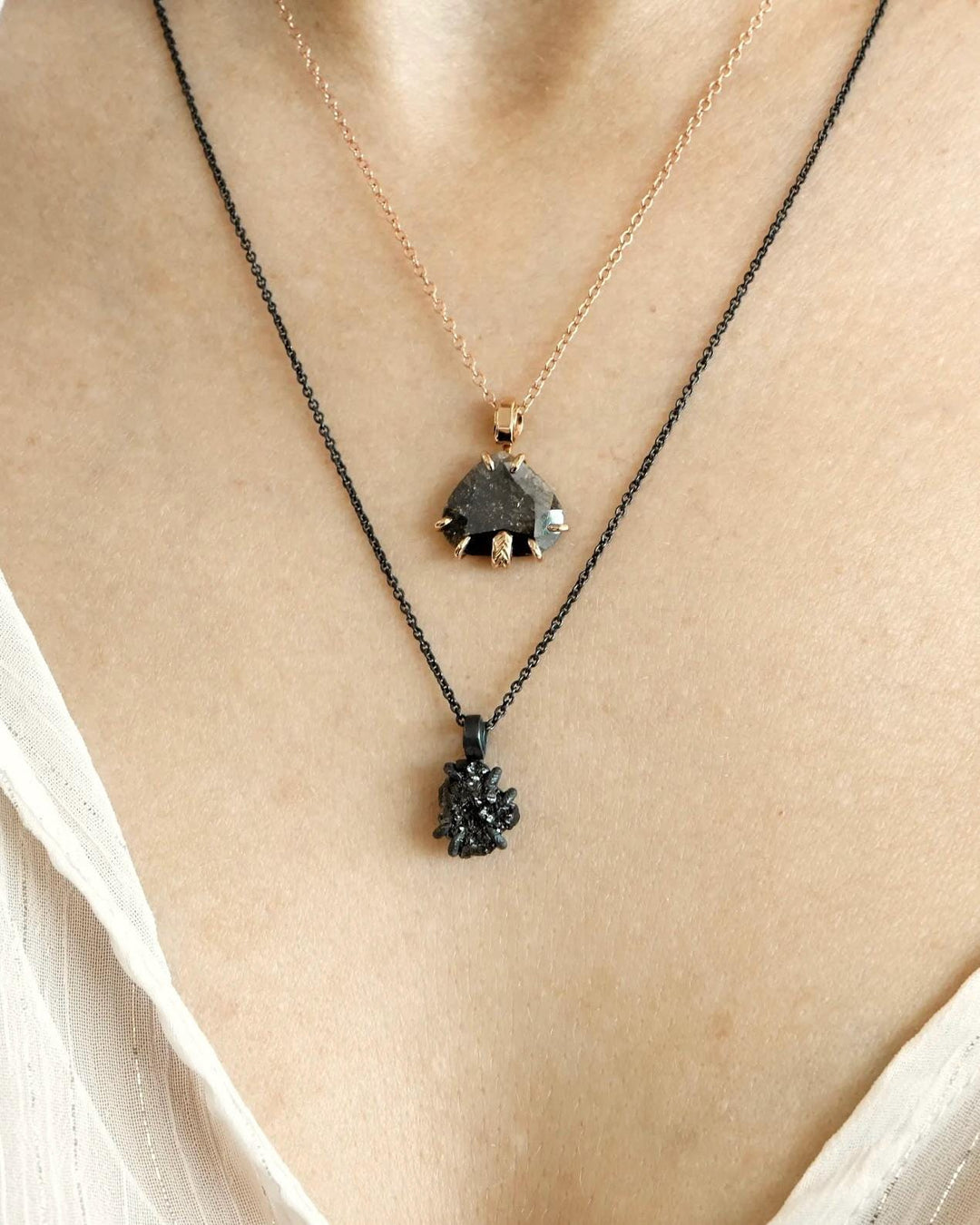 Rustic Raw Black Diamond Necklace