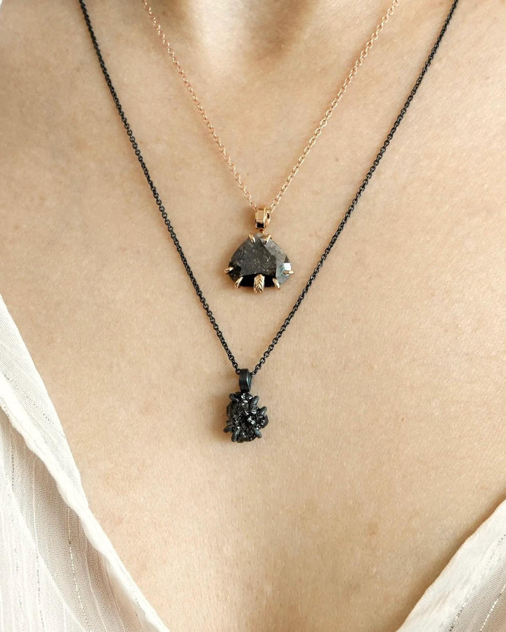 Rustic Raw Black Diamond Necklace