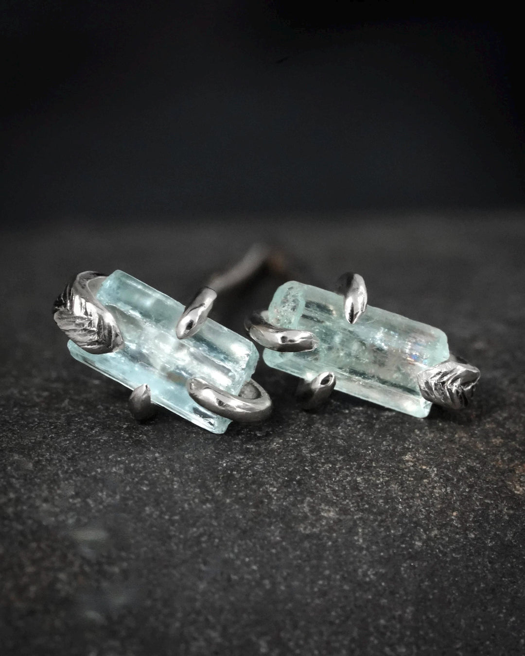 Raw Aquamarine Crystal Studs