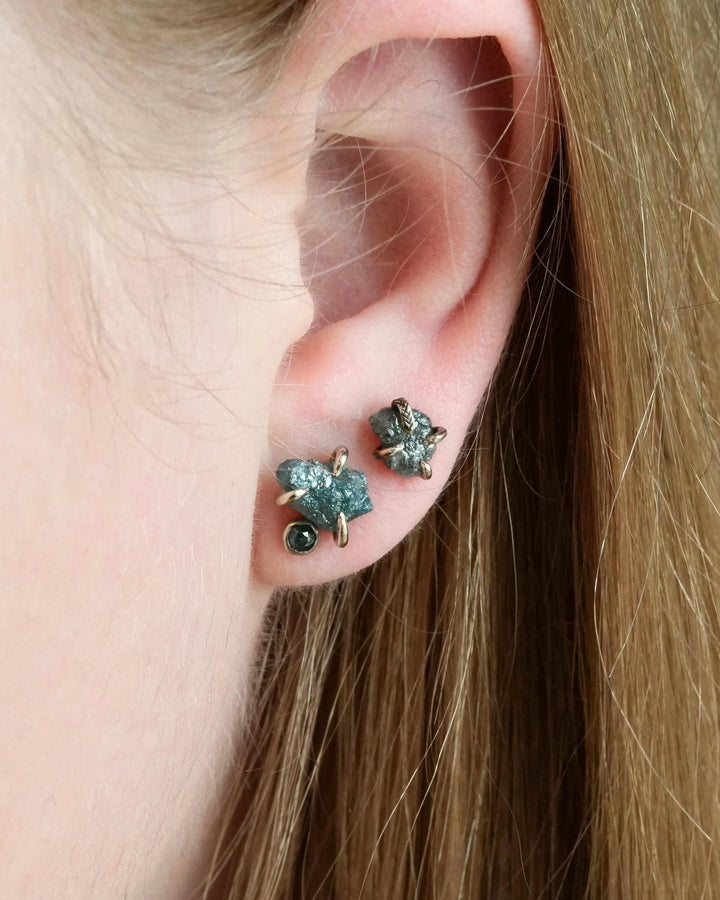 Blue Diamond Stud Earrings