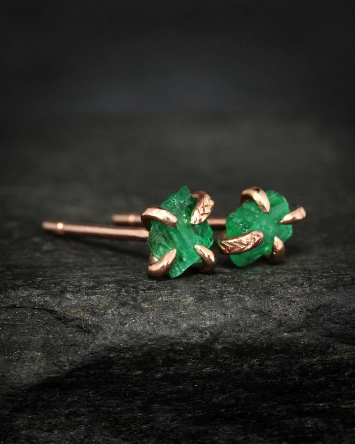 Raw Emerald Studs