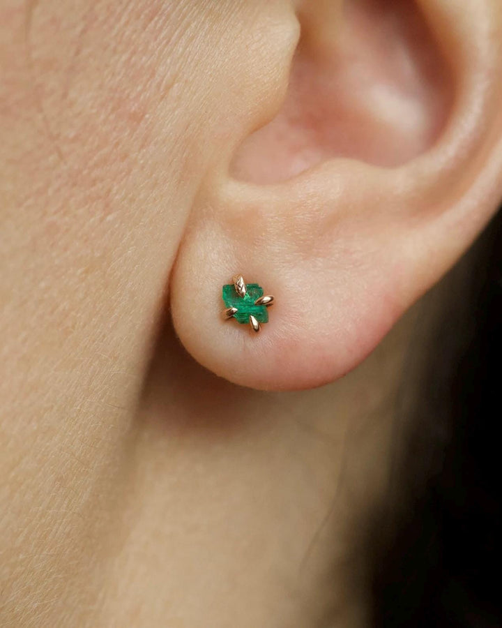 Raw Emerald Studs