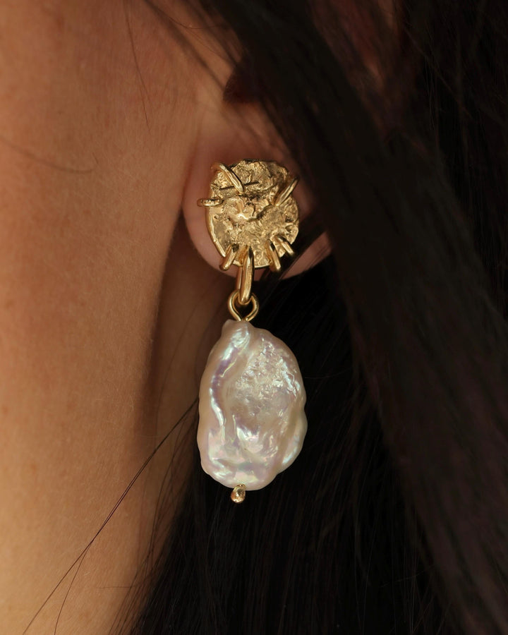 White Pearl and Diamond Earrings