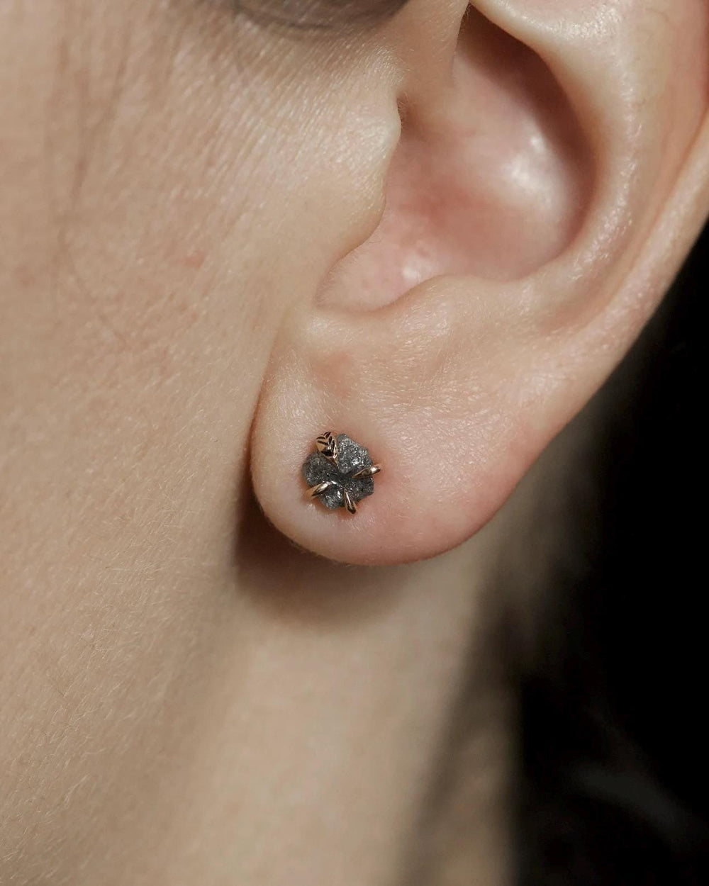 Raw Grey Diamond Stud Earrings