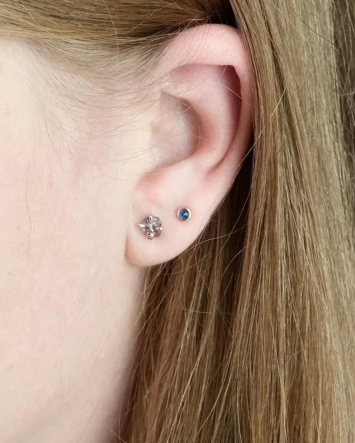 Raw Natural Montana Sapphire Studs