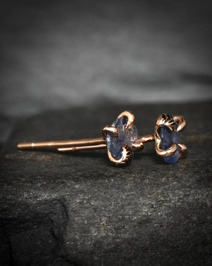 Raw Natural Montana Sapphire Studs