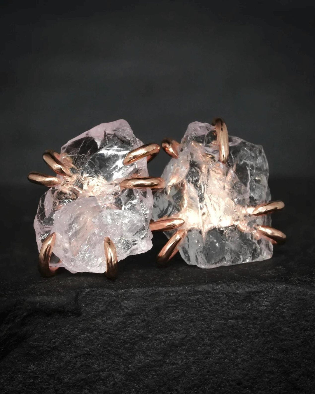 Raw Pink Morganite Stud Earrings