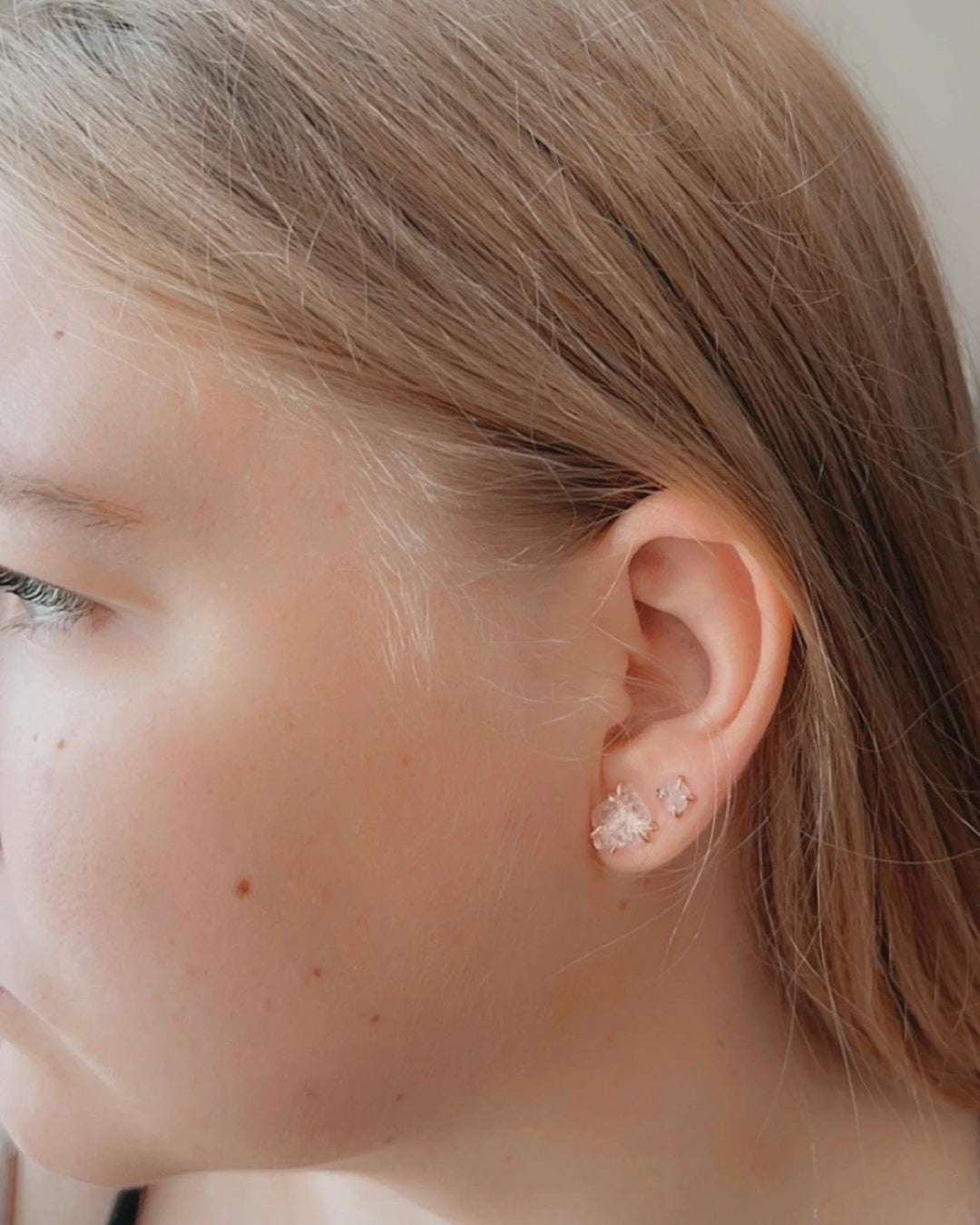 Raw Pink Morganite Stud Earrings