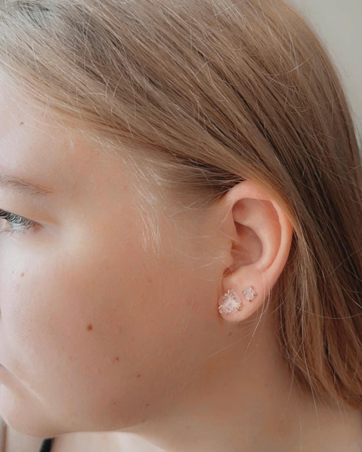 Raw Pink Morganite Stud Earrings