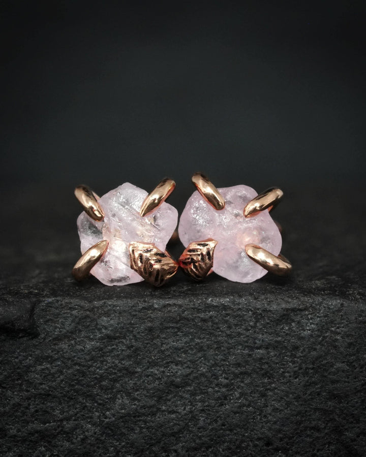 Raw Light Pink Sapphire Stud Earrings