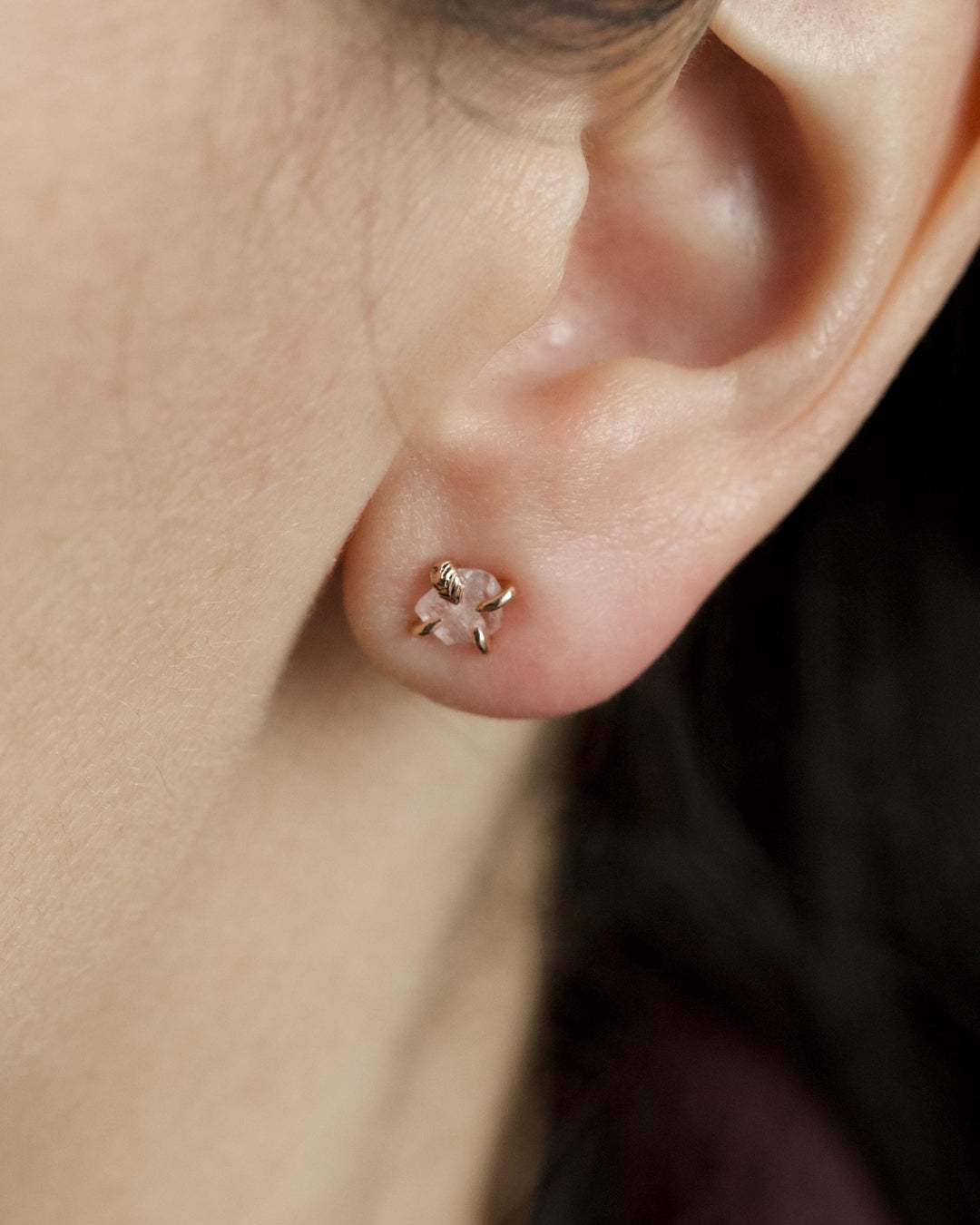 Raw Light Pink Sapphire Stud Earrings