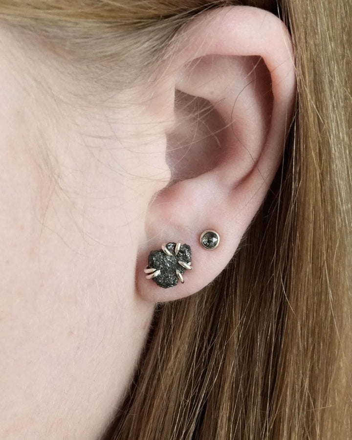 Raw Black Diamond Stud Earrings