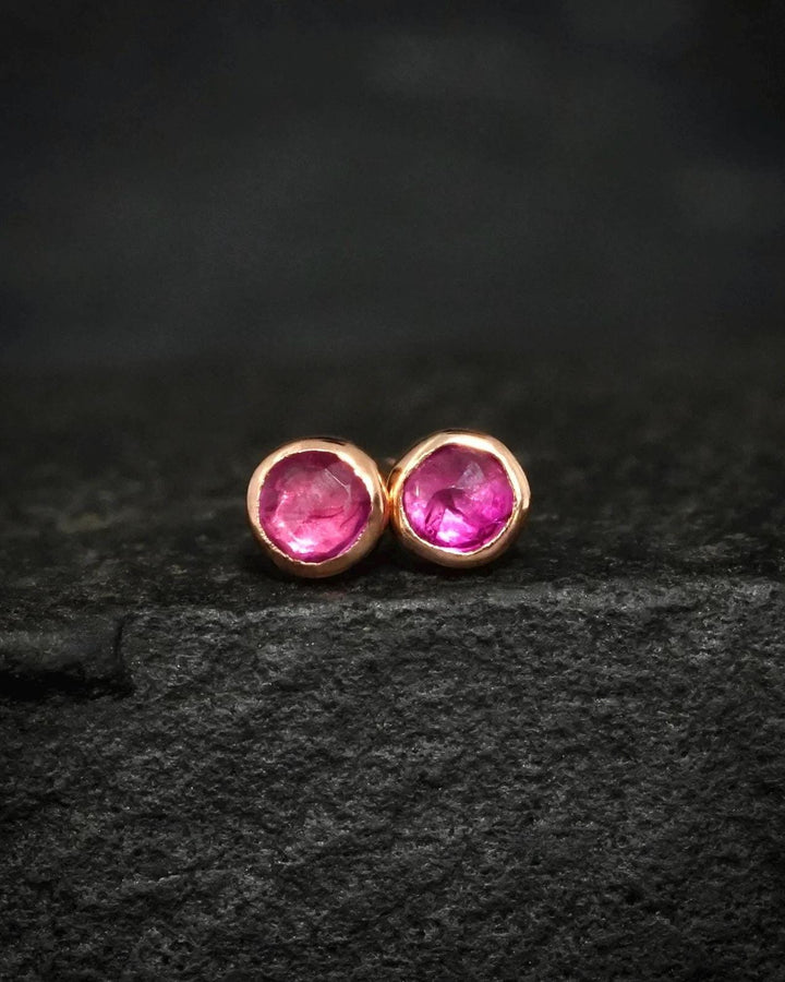Tiny Ruby Stud Earrings