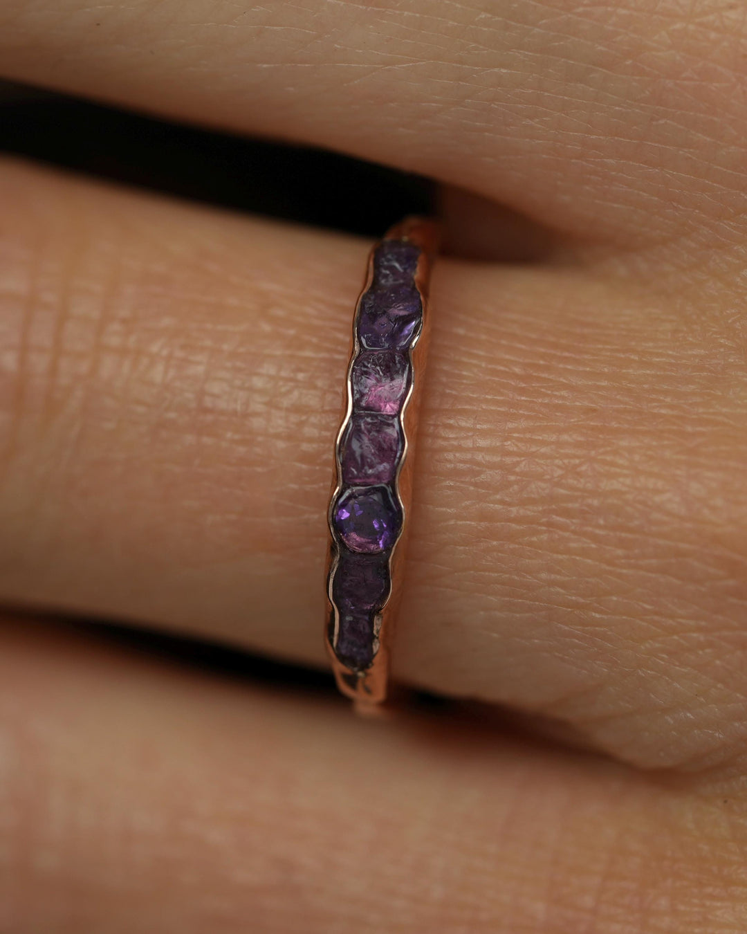 THE ONE. Raw Amethyst Ring. Rustic Solid Gold or Silver Uncut Natural Purple Amethyst Alternative Stacking Wedding Milestone Band
