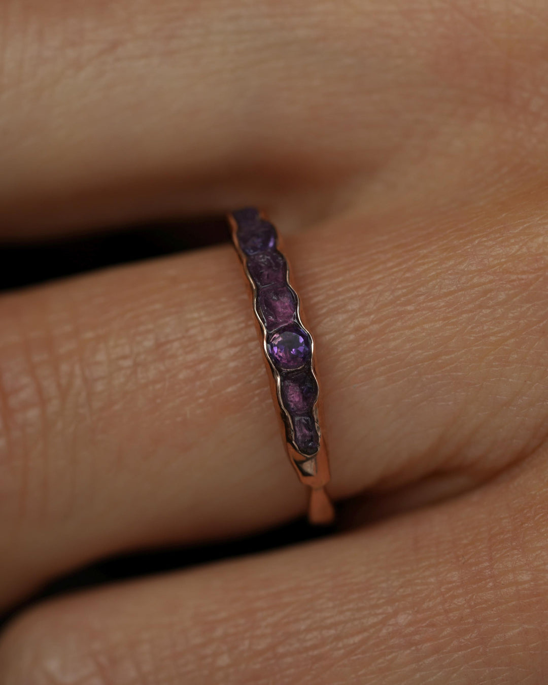 THE ONE. Raw Amethyst Ring. Rustic Solid Gold or Silver Uncut Natural Purple Amethyst Alternative Stacking Wedding Milestone Band