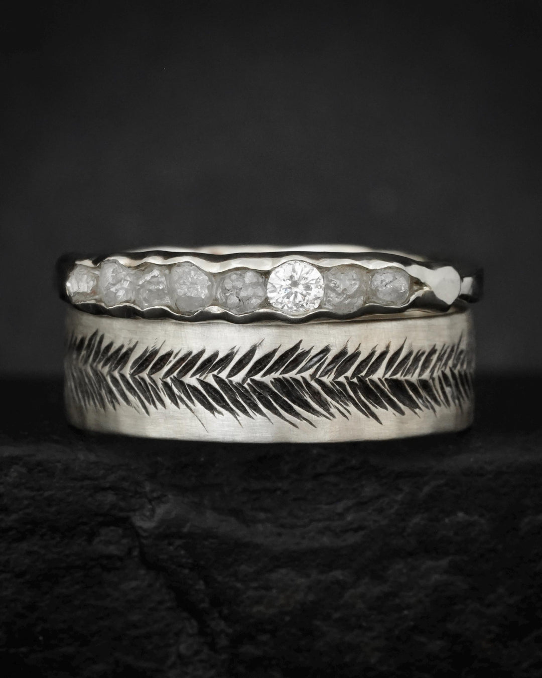 THE ONE. Raw Diamond Ring. Rustic Solid Gold or Silver Uncut Natural Earth Mined Diamond Alternative Stacking Wedding Milestone Band