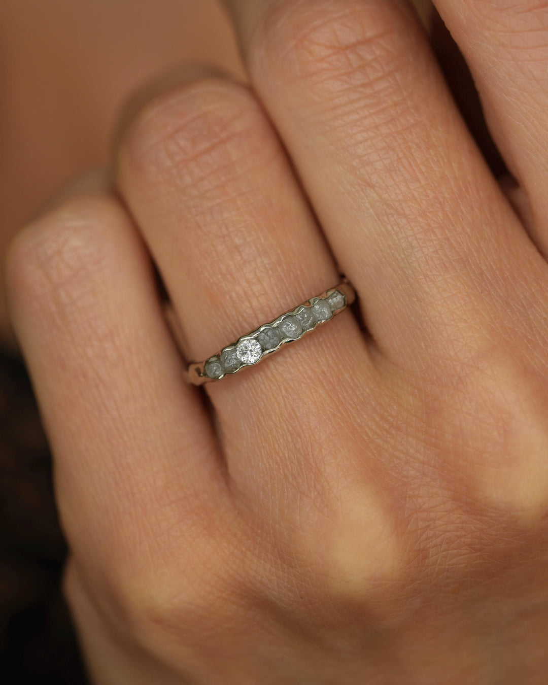 THE ONE. Raw Diamond Ring. Rustic Solid Gold or Silver Uncut Natural Earth Mined Diamond Alternative Stacking Wedding Milestone Band