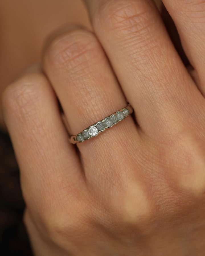 THE ONE. Raw Diamond Ring. Rustic Solid Gold or Silver Uncut Natural Earth Mined Diamond Alternative Stacking Wedding Milestone Band