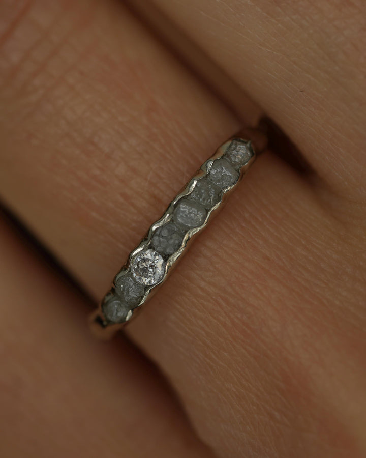 THE ONE. Raw Diamond Ring. Rustic Solid Gold or Silver Uncut Natural Earth Mined Diamond Alternative Stacking Wedding Milestone Band