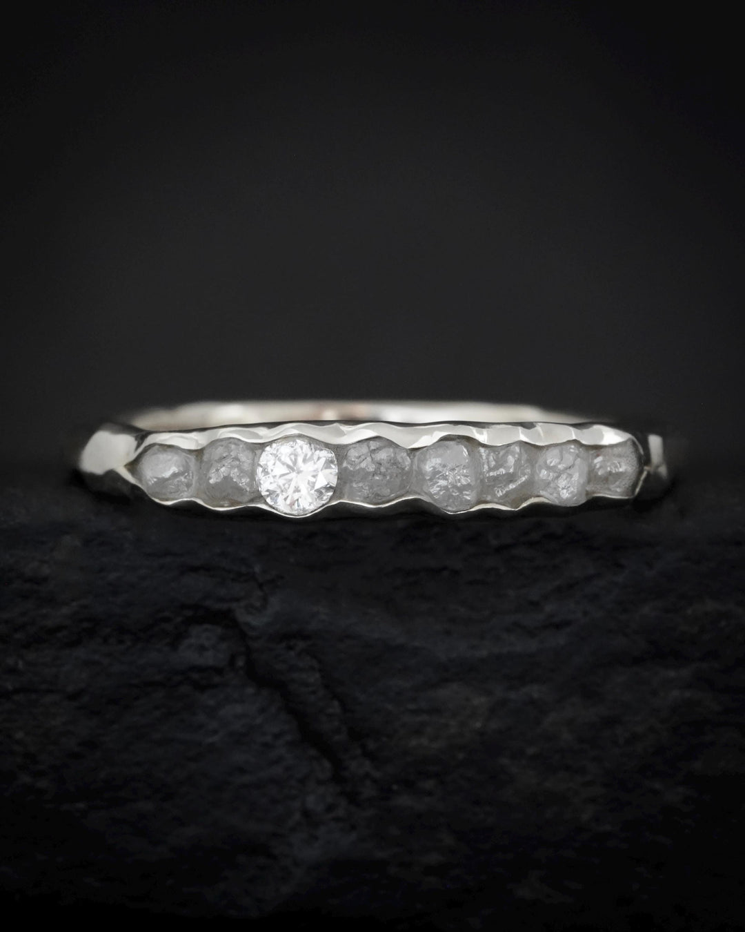 THE ONE. Raw Diamond Ring. Rustic Solid Gold or Silver Uncut Natural Earth Mined Diamond Alternative Stacking Wedding Milestone Band