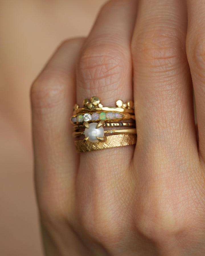 THE ONE. Raw Opal and Diamond Ring. Rustic Solid Gold or Silver Uncut Natural Australian Opal Alternative Stacking Wedding Milestone Band