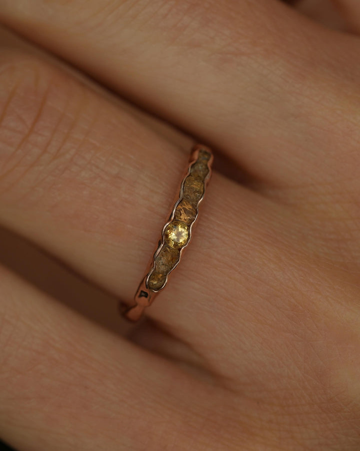 THE ONE. Raw Citrine Ring. Rustic Solid Gold or Silver Uncut Natural Citrine Alternative Stacking Wedding Milestone Band