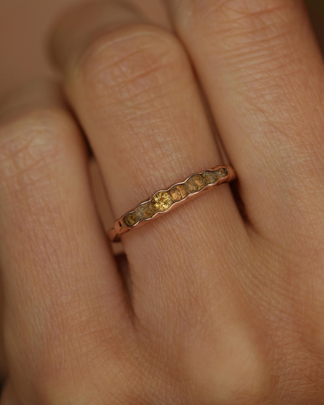 THE ONE. Raw Citrine Ring. Rustic Solid Gold or Silver Uncut Natural Citrine Alternative Stacking Wedding Milestone Band