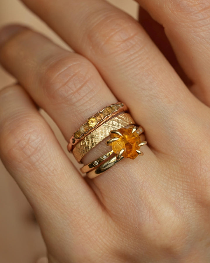 THE ONE. Raw Citrine Ring. Rustic Solid Gold or Silver Uncut Natural Citrine Alternative Stacking Wedding Milestone Band