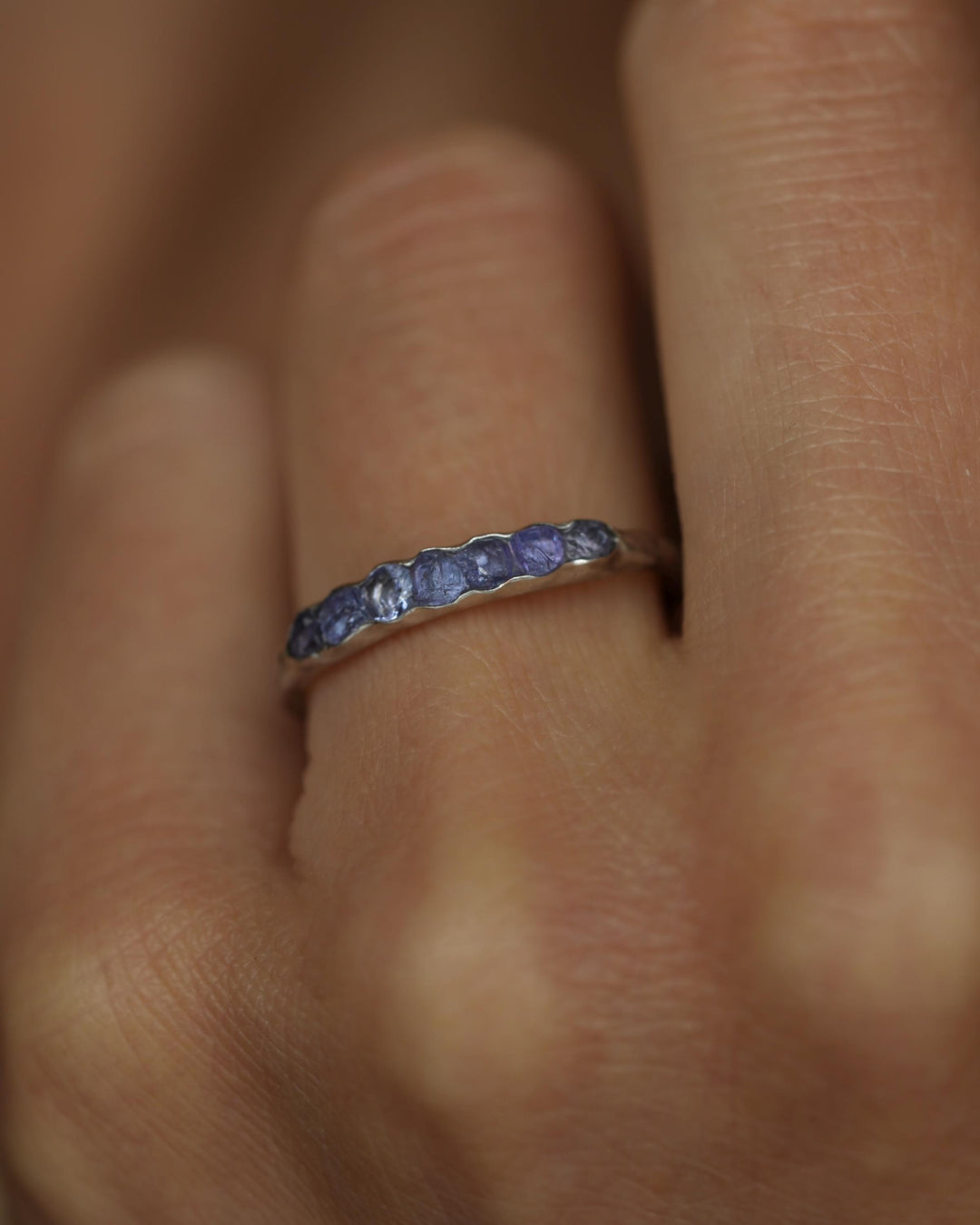 THE ONE. Raw Tanzanite Ring. Rustic Solid Gold or Silver Uncut Natural Tanzanite Alternative Stacking Wedding Milestone Band