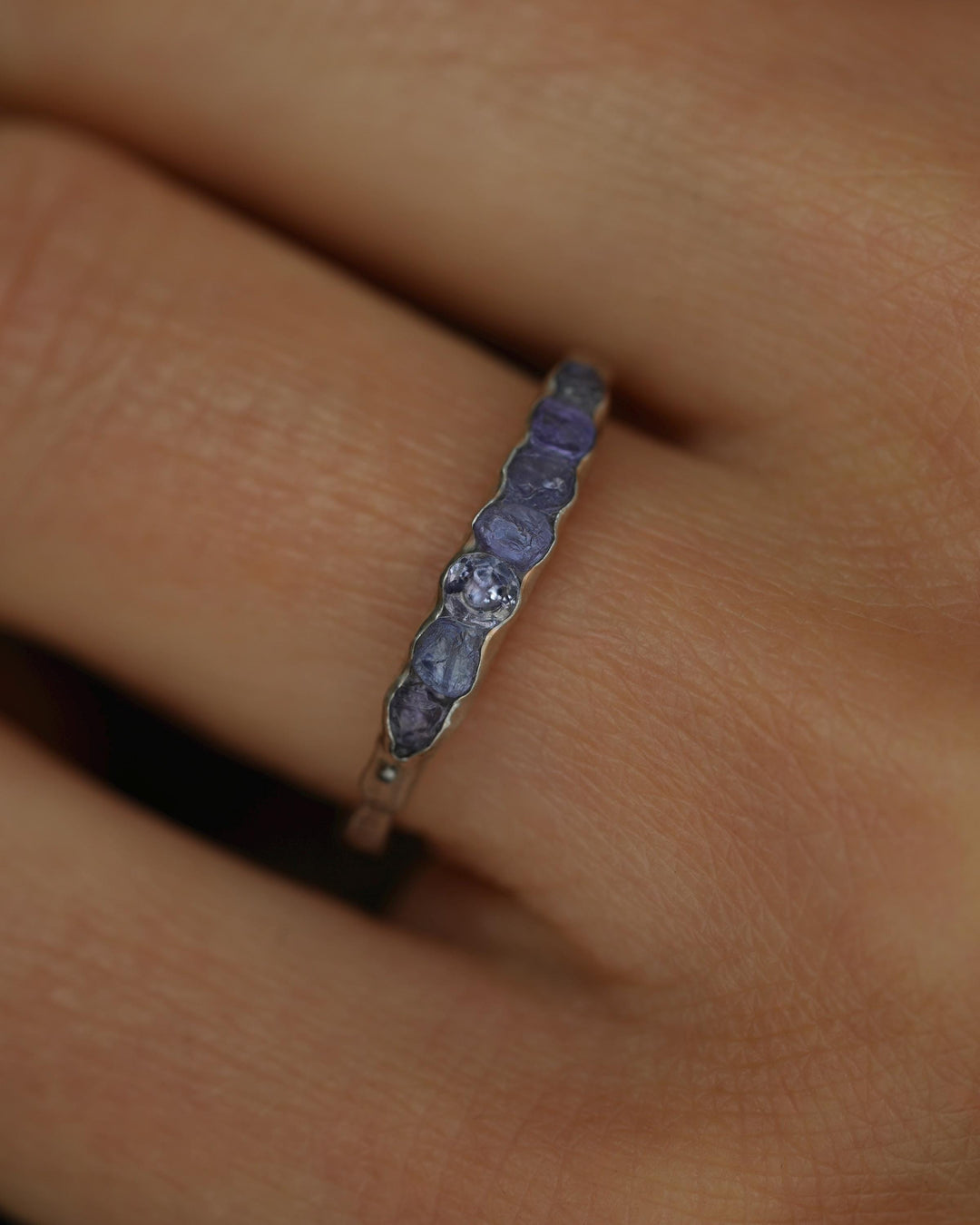 THE ONE. Raw Tanzanite Ring. Rustic Solid Gold or Silver Uncut Natural Tanzanite Alternative Stacking Wedding Milestone Band