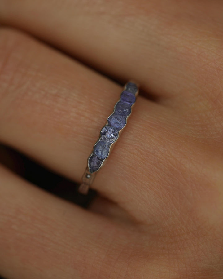 THE ONE. Raw Tanzanite Ring. Rustic Solid Gold or Silver Uncut Natural Tanzanite Alternative Stacking Wedding Milestone Band