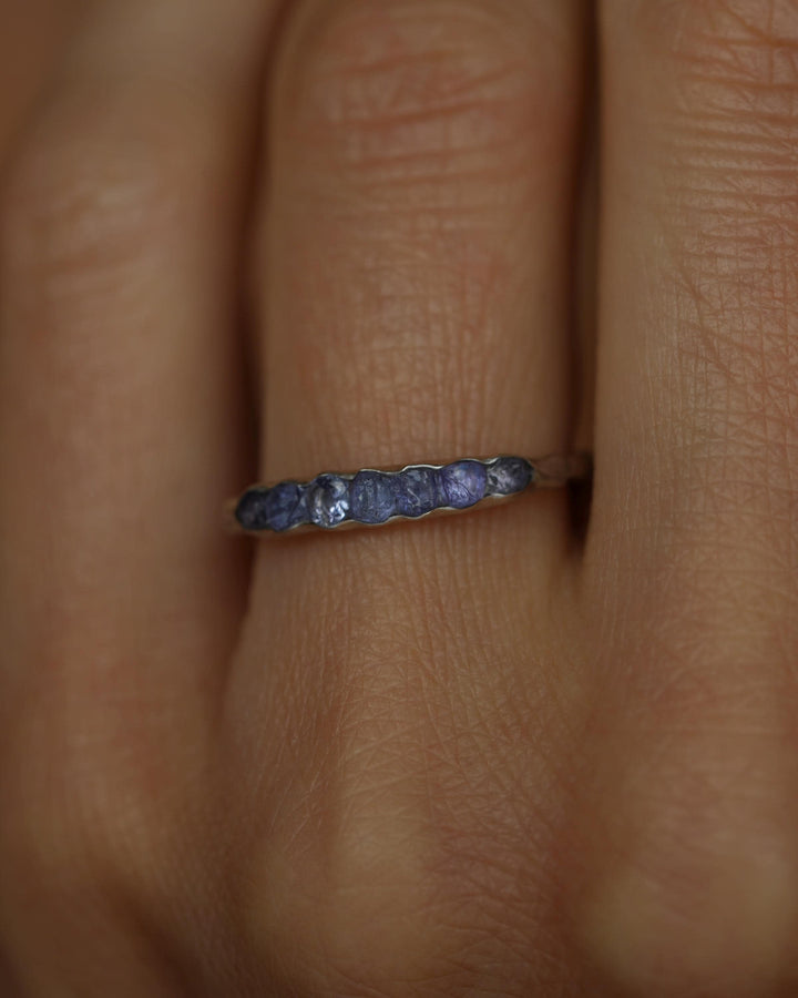 THE ONE. Raw Tanzanite Ring. Rustic Solid Gold or Silver Uncut Natural Tanzanite Alternative Stacking Wedding Milestone Band