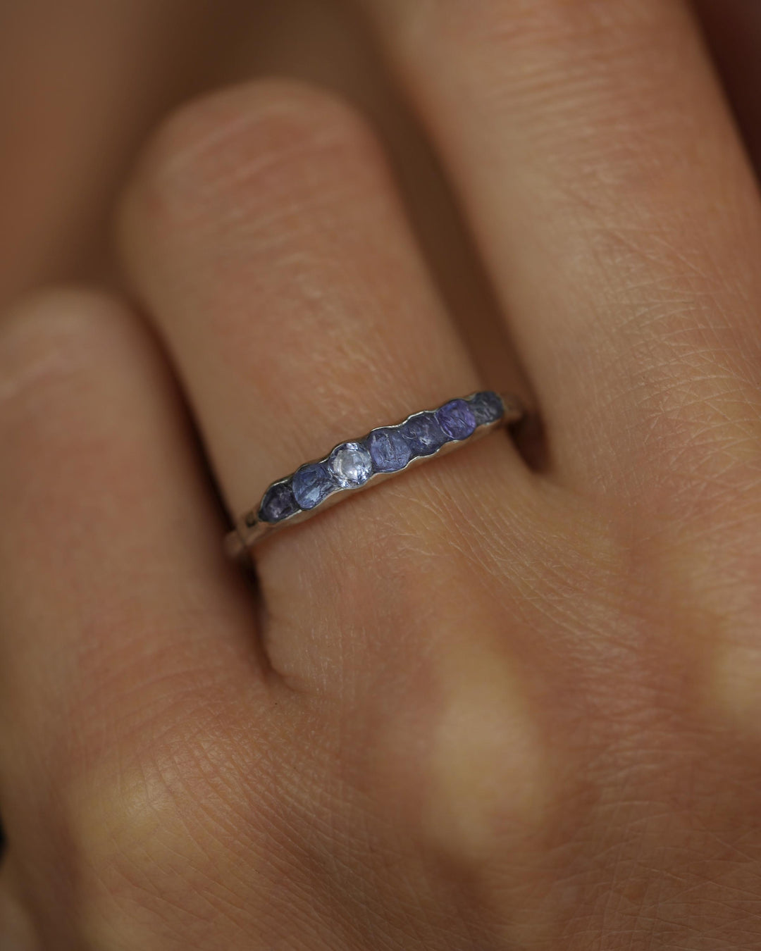 THE ONE. Raw Tanzanite Ring. Rustic Solid Gold or Silver Uncut Natural Tanzanite Alternative Stacking Wedding Milestone Band