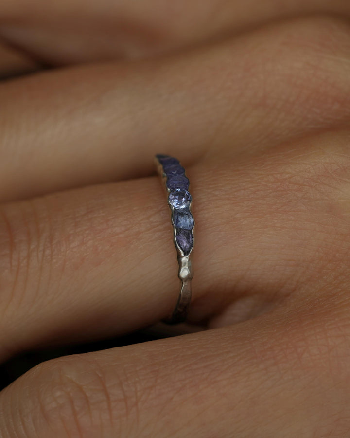 THE ONE. Raw Tanzanite Ring. Rustic Solid Gold or Silver Uncut Natural Tanzanite Alternative Stacking Wedding Milestone Band