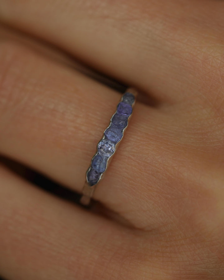 THE ONE. Raw Tanzanite Ring. Rustic Solid Gold or Silver Uncut Natural Tanzanite Alternative Stacking Wedding Milestone Band