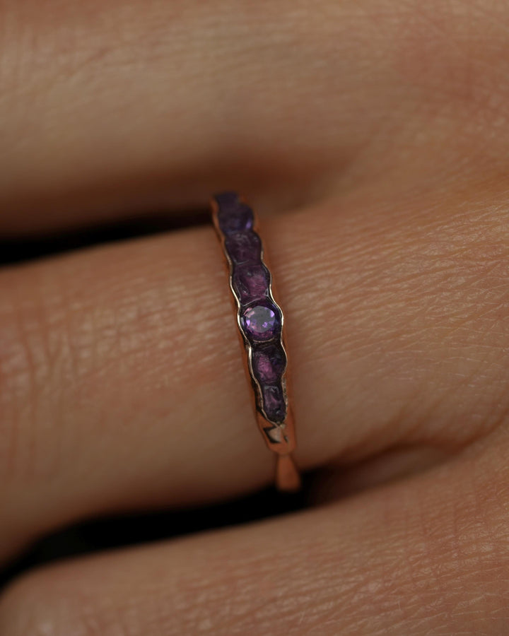 THE ONE. Raw Amethyst Ring. Rustic Solid Gold or Silver Uncut Natural Purple Amethyst Alternative Stacking Wedding Milestone Band