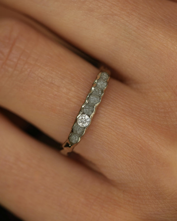 THE ONE. Raw Diamond Ring. Rustic Solid Gold or Silver Uncut Natural Earth Mined Diamond Alternative Stacking Wedding Milestone Band