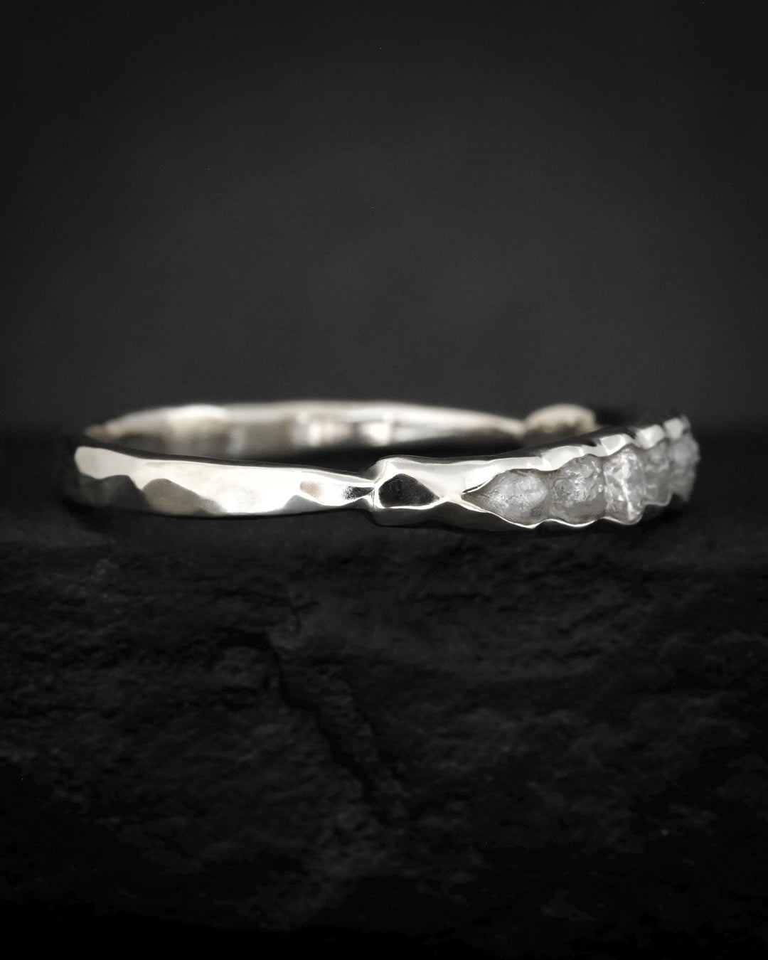 THE ONE. Raw Diamond Ring. Rustic Solid Gold or Silver Uncut Natural Earth Mined Diamond Alternative Stacking Wedding Milestone Band