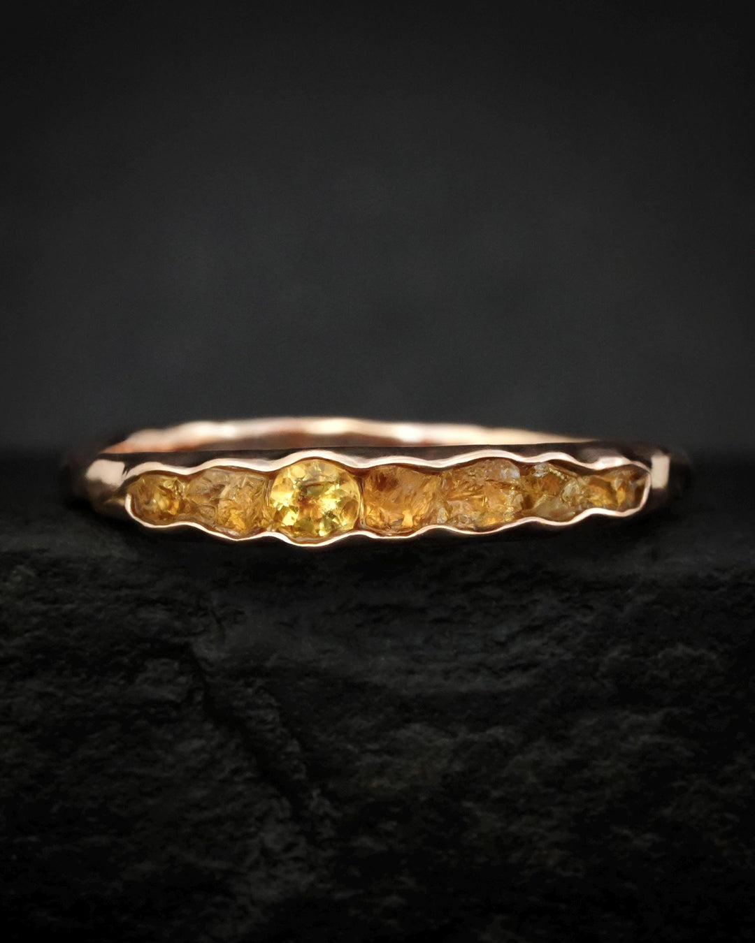 THE ONE. Raw Citrine Ring. Rustic Solid Gold or Silver Uncut Natural Citrine Alternative Stacking Wedding Milestone Band