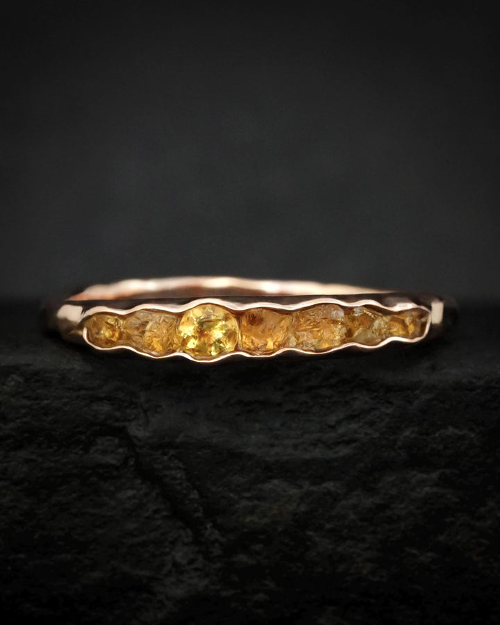 THE ONE. Raw Citrine Ring. Rustic Solid Gold or Silver Uncut Natural Citrine Alternative Stacking Wedding Milestone Band