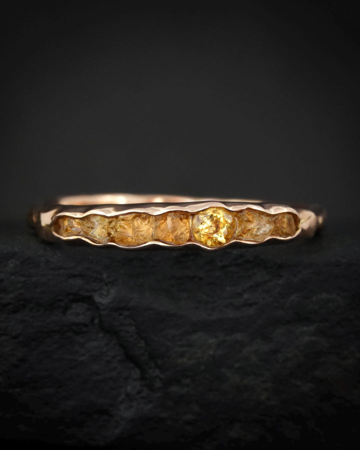 THE ONE. Raw Citrine Ring. Rustic Solid Gold or Silver Uncut Natural Citrine Alternative Stacking Wedding Milestone Band