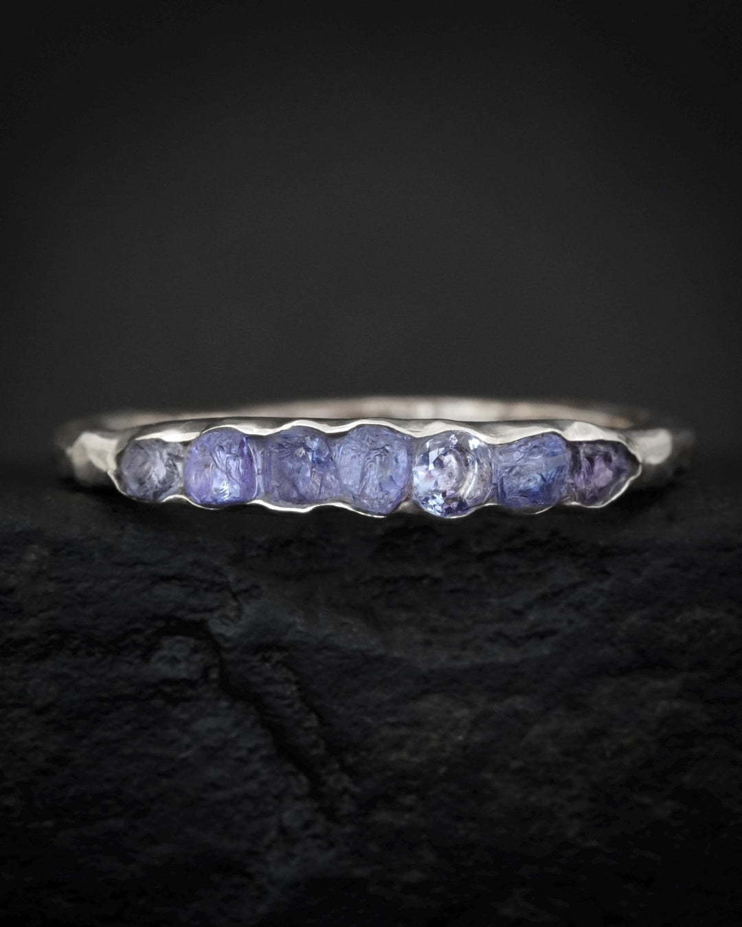 THE ONE. Raw Tanzanite Ring. Rustic Solid Gold or Silver Uncut Natural Tanzanite Alternative Stacking Wedding Milestone Band